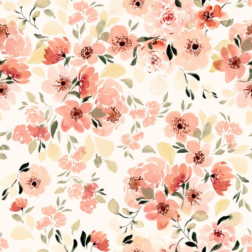 Spring/summer watercolor floral in pink and white by Deer Fiorella Design, perfect for women's fashion and girls apparel and accessories.