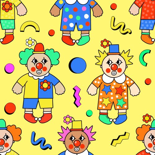 bright colorful clowns