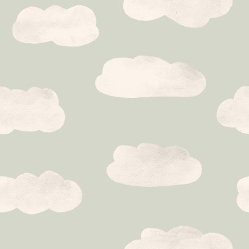Puffy watercolor white clouds on a soft background.