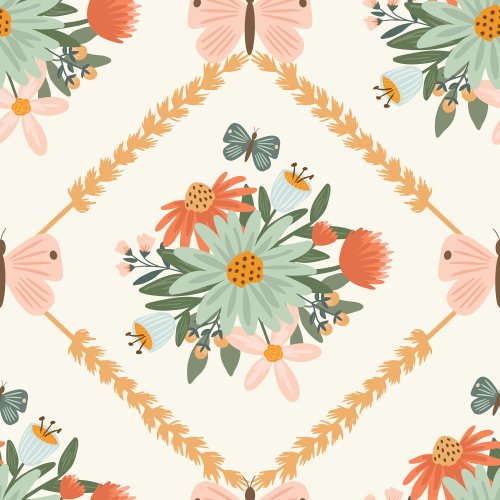 Butterfly and flower seamless pattern