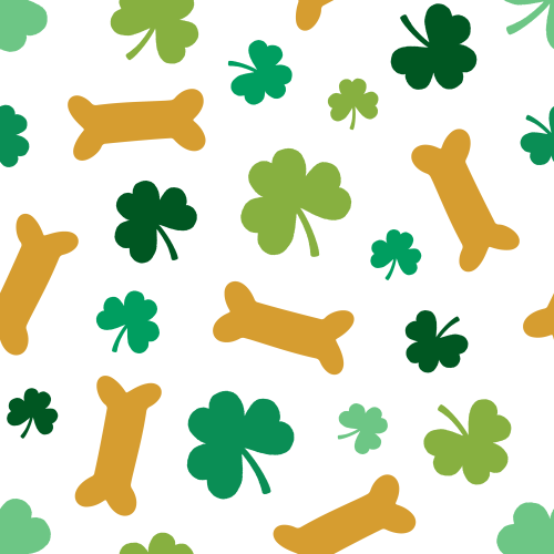 Tossed dog bones, clovers