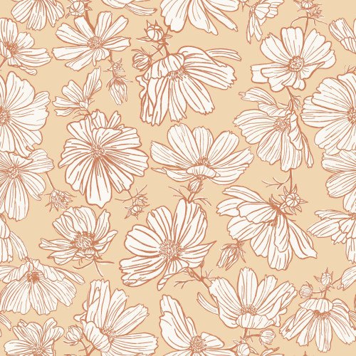 Summertime Floral Outlines | Fabric | Carriage House Printery