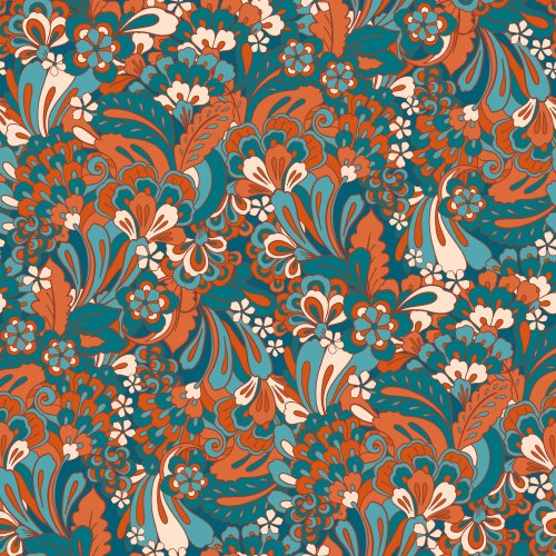 Fall Butterflies and Blooms Retro Blooms in Teal