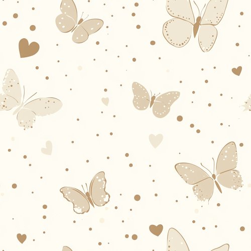 beige butterflies on white background