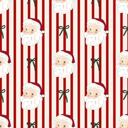 Vintage Christmas Santa, stripes and bows 