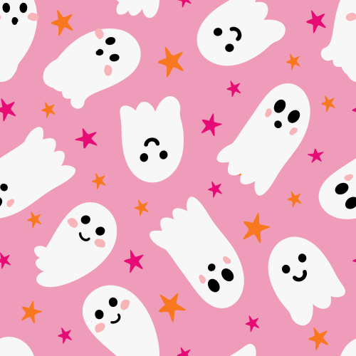Cute Bubbly Halloween Ghosts Pink Orange