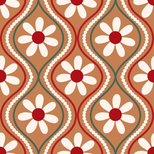 Retro florals in Christmas colors 
