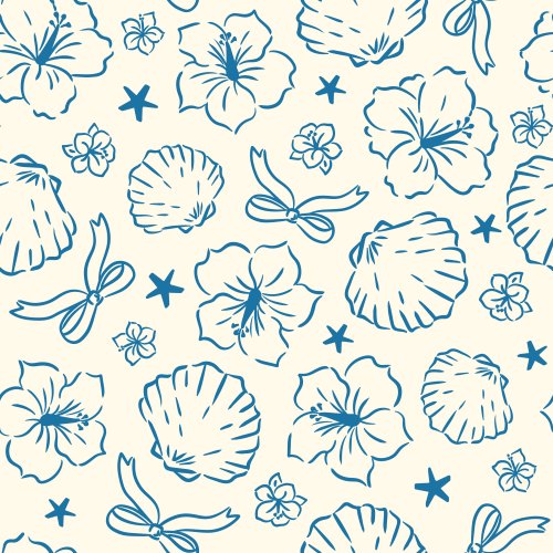 blue and white sea shells and bows