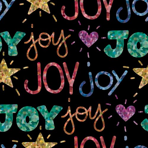 colorful word Joy on black background