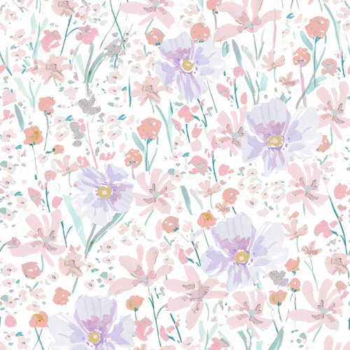 purple and pink pastel floral design on white background