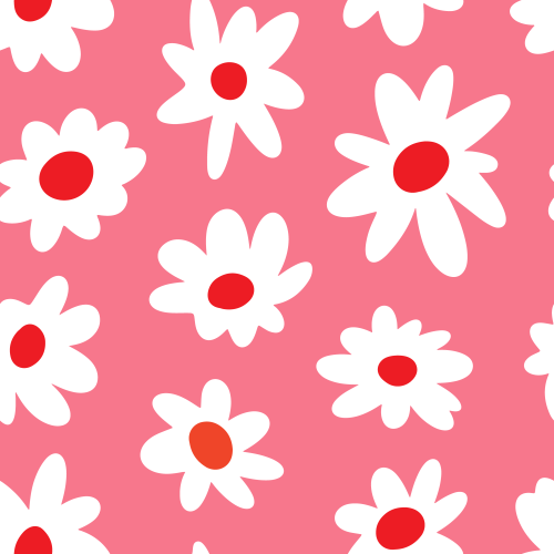 White, red flowers on pink