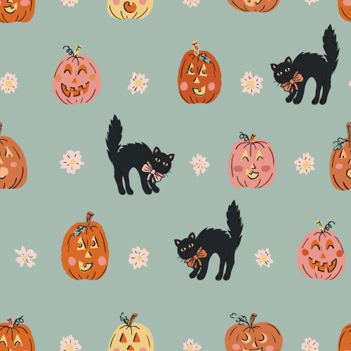 cat and pumpkin halloween design