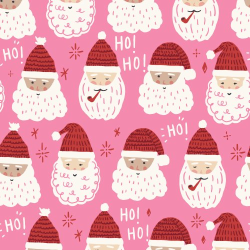 santa faces and christmas text "ho ho ho"