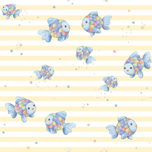 Hand drawn cute colorful fish.