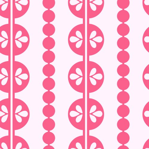 A fun stripe of dots and stylised flowers. 