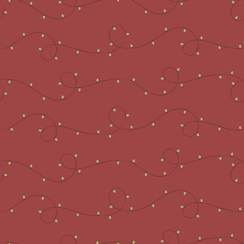 Christmas lights tangled across a red background