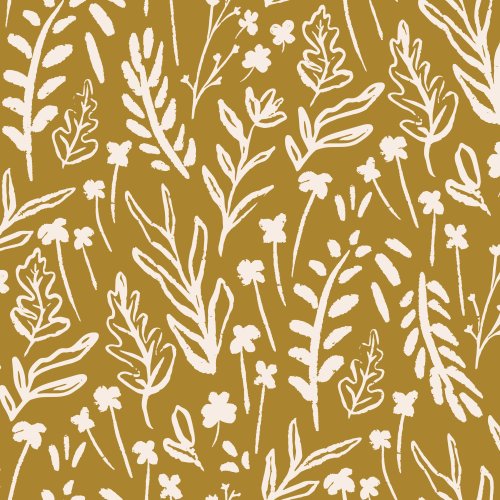 Spring Leafy Garden print in Pink green and golden yellow