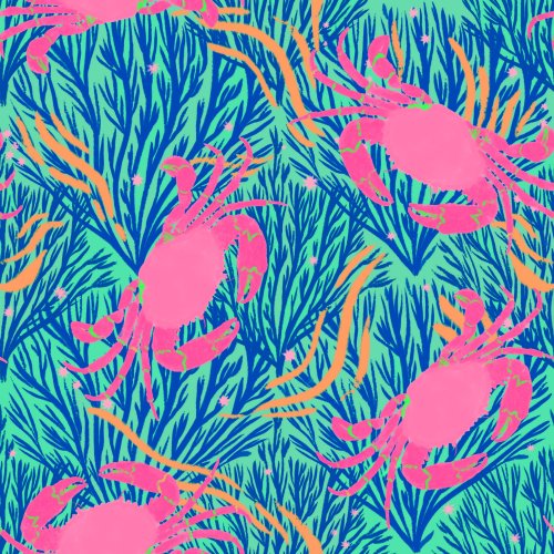 ocean sea design with bright colored crabs