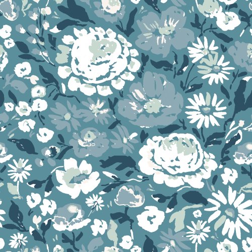 an abstract floral hero in blue and white tones on navy blue for the Hope and Future quilt kit