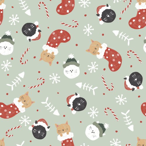 kitty cat in stocking christmas design