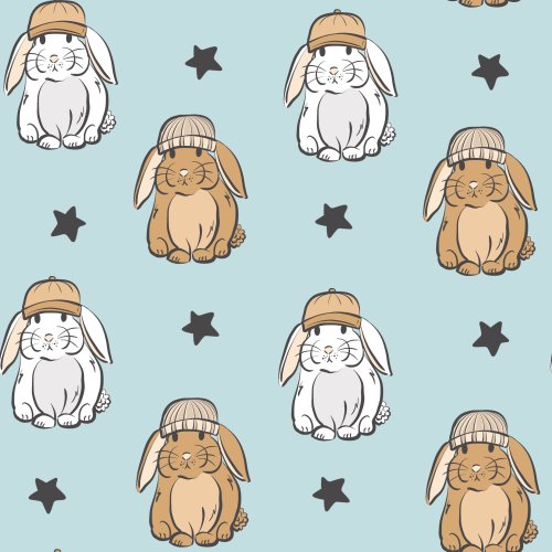 boy easter bunnies on blue background