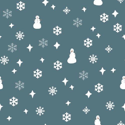 A scatter of snowflakes and little snowmen for wintery designs and gender neutral bedding or clothing. Part of the larger arctic life collection.
