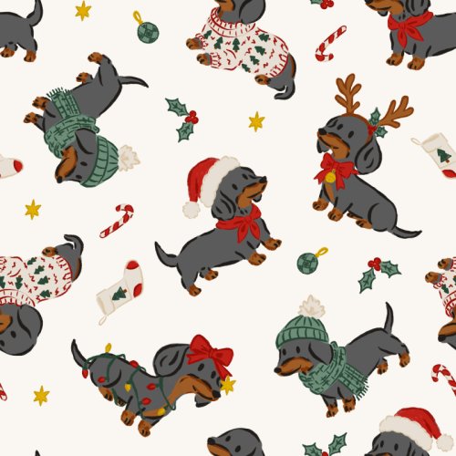 dachshund christmas fabric