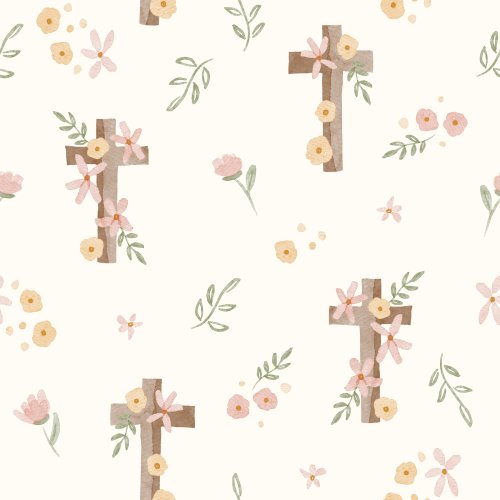 Watercolor floral Easter crosses on a simple background.