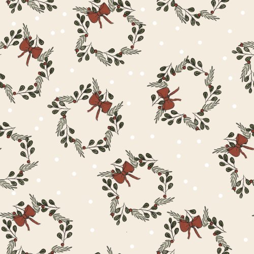 christmas wreaths on cream background