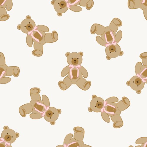 Cute Teddy Bears With Baby Pink Bows tossed 