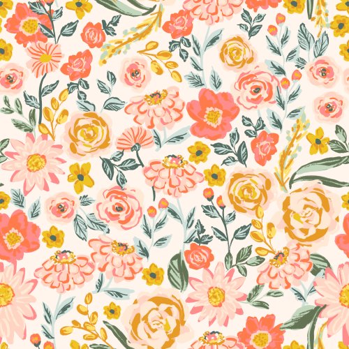 yellow and orange floral spring fabric design