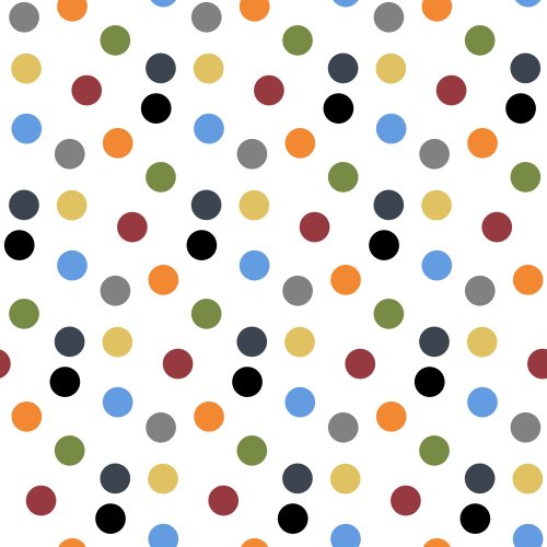 rainbow dots on a white background