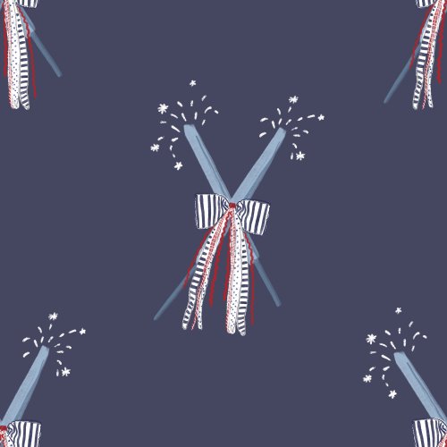 cute sparklers fireworks with a bow on navy blue