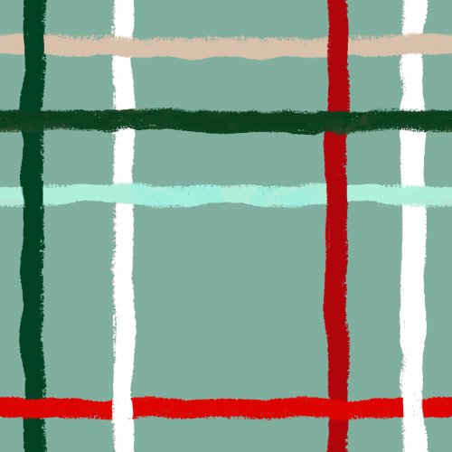 Hand drawn plaid for Christmas and winter with green red cream 
