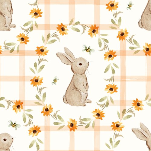 watercolor Rabbits and sunflowers