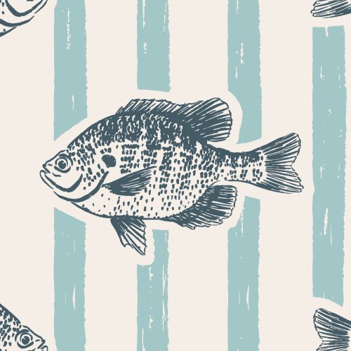 This pattern combines the beauty of bluegill fish with bold, classic stripes for a versatile outdoor-inspired design.