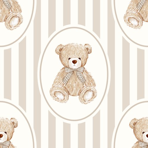 Dora Vintage Shaggy teddy bear - Linen Stripe neutral