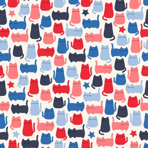 red white and blue cats