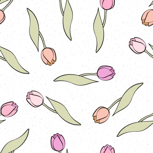 Tulip flower fabric design on white background