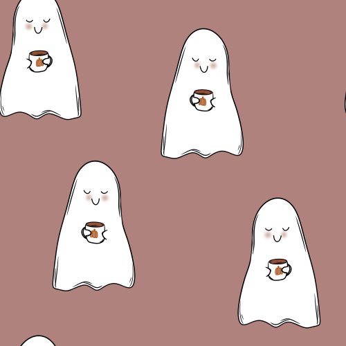 halloween ghosts carrying coffee