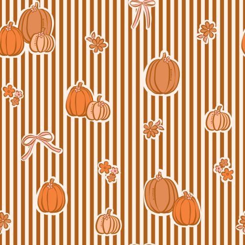 striped pumpkin fall fabric design