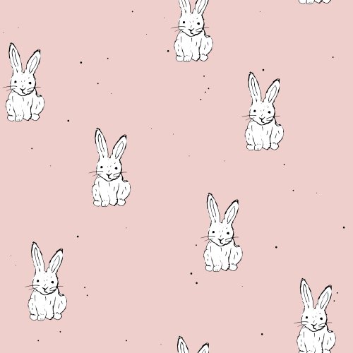 simple hand drawn bunny design on colored background