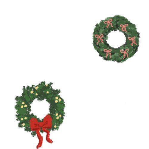 christmas wreaths on cream background