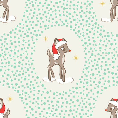 Cute Rudolph inspired reindeer in Santa hats with snow inspired polka dots