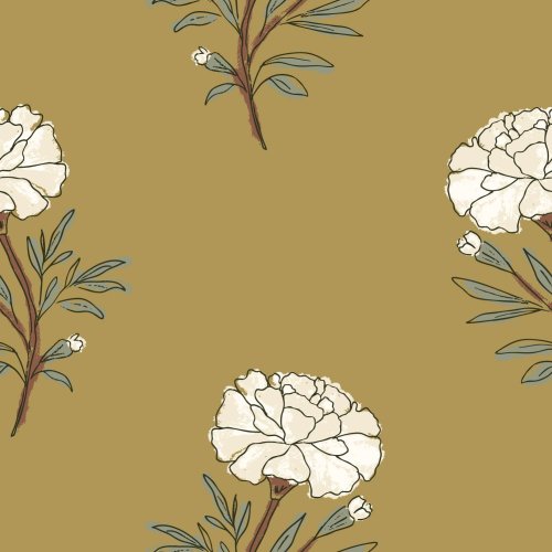 hand drawn simple marigold flowers with leaves