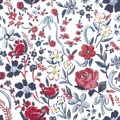 A vintage inspired floral done in watercolor for patriotic USA 4th of July