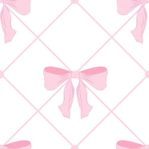 Pink bow motifs arranged in a diamond lattice on a blush pink background.