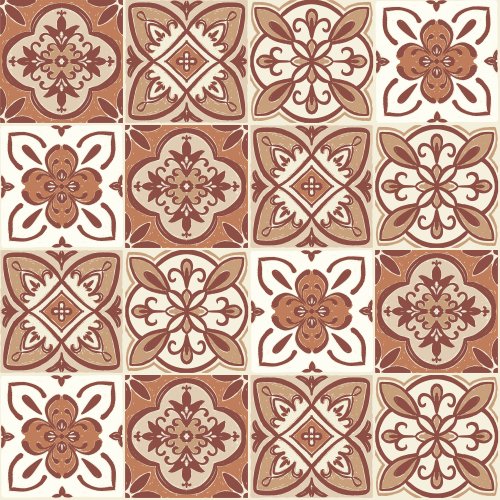 Mediterranean Summer Boho Ceramic Tiles in Brown blue and beige
