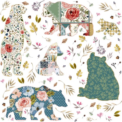 patchwork floral bears