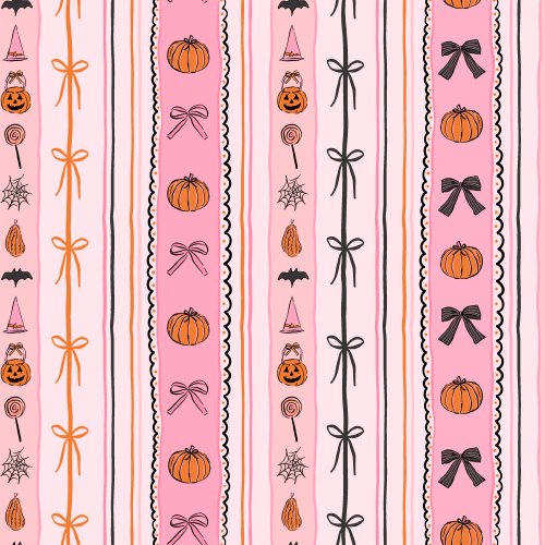 pink pumpkin and bow halloween stripes